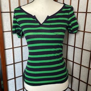 Express Striped Tee Green /Blue XS